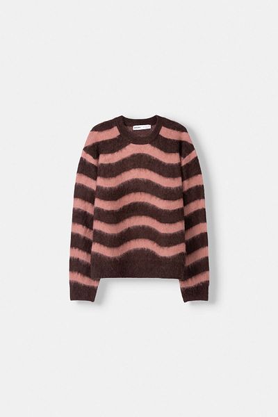 Bershka Striped faux fur sweater