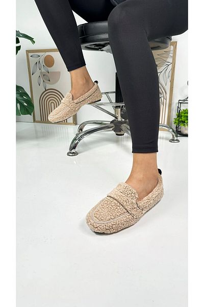 İmerShoes Pantofi de zi cu zi pentru femei, din nurcă, căptușiți cu pluș, cu vârf oval, cu talpă joasă, cu model 375
