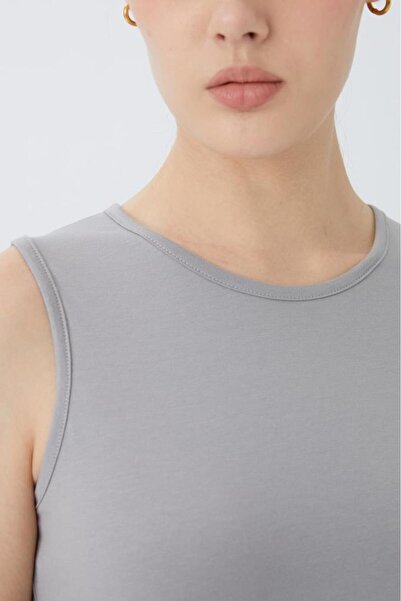 Almila Kolsuz Bisiklet Yaka Pamuklu Kadın Body T-Shirt 2048
