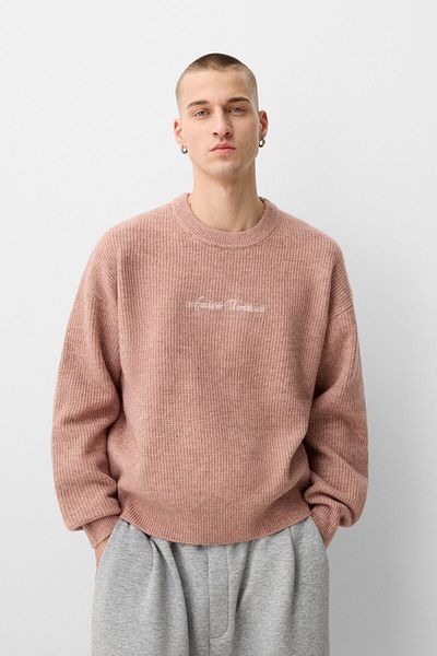 Bershka Embroidered textured sweater