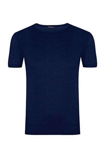 SÜVARİ Süvari Slim Fit O Yaka Koyu Mavi Erkek Tişört