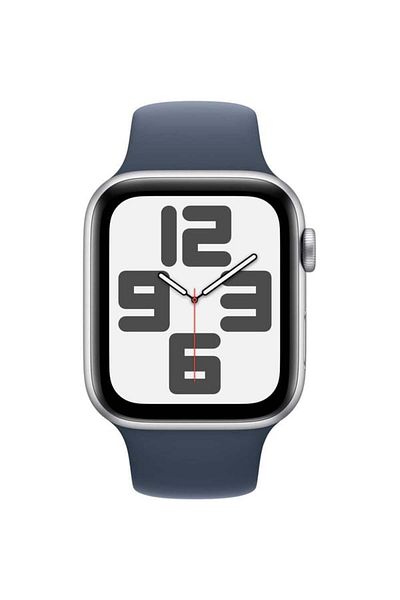 Apple Watch Se Gps 44mm Silver Aluminium Case With Storm Blue Sport Band - S/m