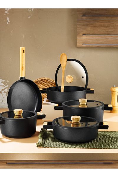 Aryıldız Matilda Aluminum Cast 9 Piece Cookware Set