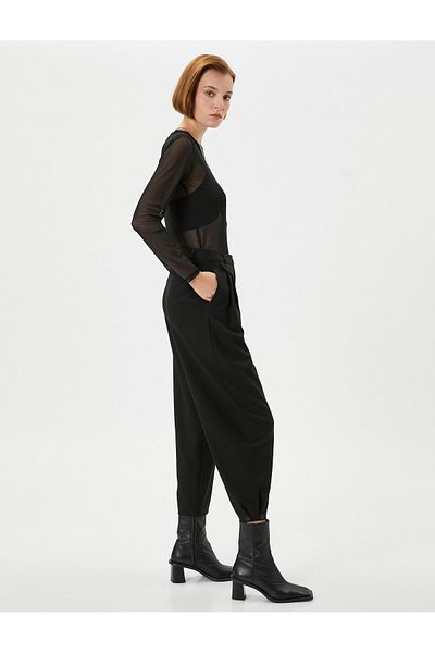 Koton Fabric Cigarette Trousers Pleated Pocket Detailed