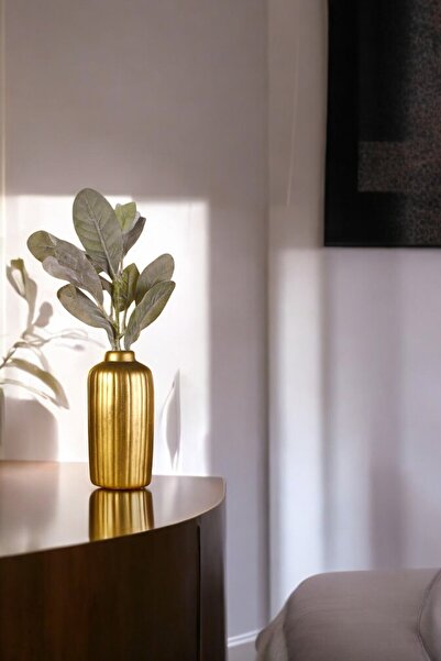 Evene Vazo Küçük Vazo Masa Üstü Vazo Ev Dekorasyon Vazo Altın Eskitme Renk Model 22
