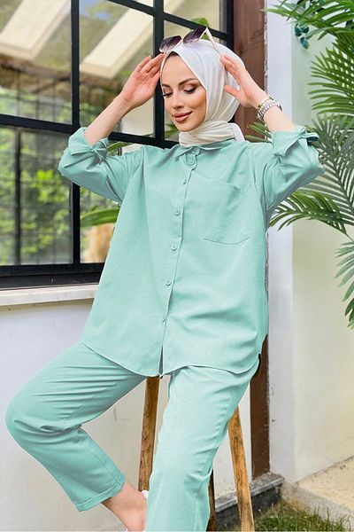 Bestenur mint Shirt and Trousers Set - 1057