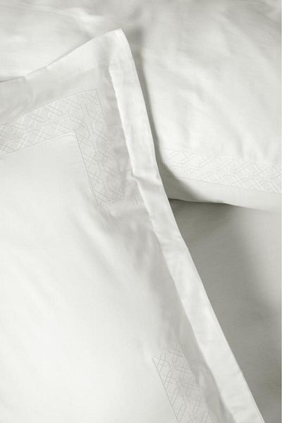 Cotton Box Galant White - Double Embroidered Satin Duvet Cover Set