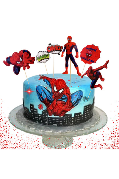 Genel Markalar Spıderman Karakter Doğum Günü Konsept & Örümcek Adam Temalı Pasta Kürdanı Cupcake Süs Kürdan 6'Lı