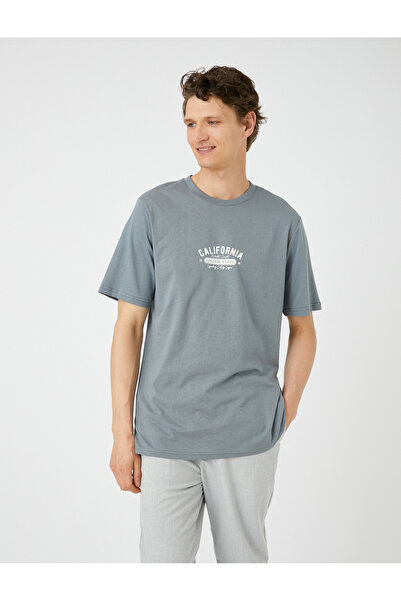 Koton Κολλέγιο T-Shirt με στάμπα με λαιμόκοψη με κοντό μανίκι βαμβακερό