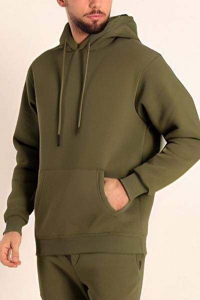 BayBayan Men's Thick Raised Soft Cotton 3 Yarn Sweatshirt