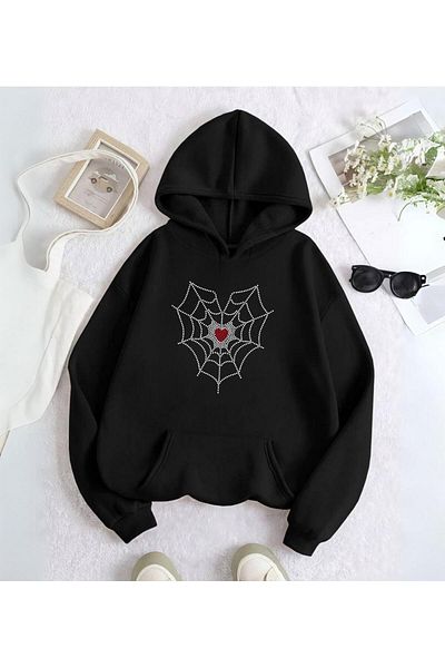 Touz Moda Φούτερ με κουκούλα με κουκούλα με λεπτομέρεια Spider Heart