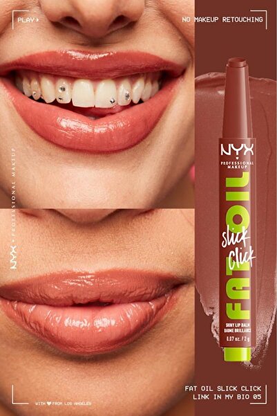 NYX Professional Makeup Fat Oil Slick Click Parlatıcı Nemlendirici Nude Tonlu Dudak Balmı - 05 Link In My Bio