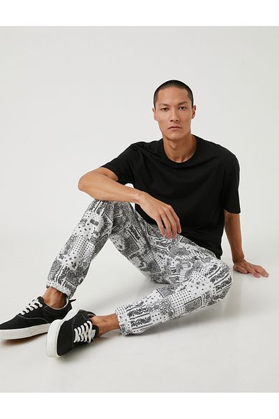 Koton Jogginghose mit Paisley-Muster, Spitzenbund und Taschendetail
