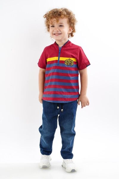falcomini Boy's printed shirt with jeans, double suit