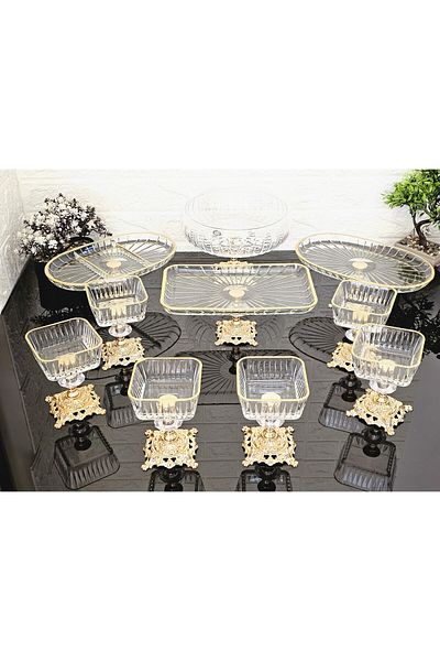 atabey home collection طقم مهر مكون من 10 قطع، 3 أوعية تقديم، وعاء سلطة و6 أوعية آيس كريم