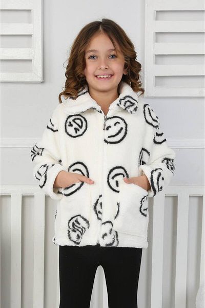 ARBİ kids Female Child New Season Zipper Plush Cardigan with Pockets Full Mold