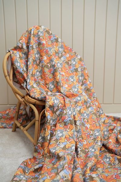Tuğba Kuğu Printed Panama Fabric (100% Cotton) |   Colorful Flowers