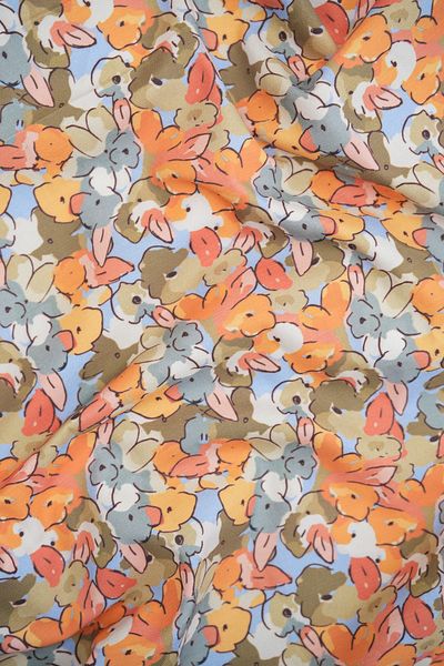 Tuğba Kuğu Printed Panama Fabric (100% Cotton) |   Colorful Flowers