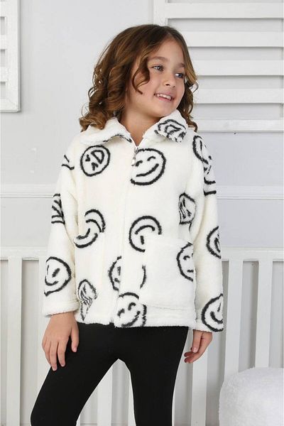 ARBİ kids Female Child New Season Zipper Plush Cardigan with Pockets Full Mold