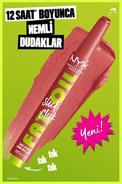 NYX Professional Makeup Fat Oil Slick Click Parlatıcı Nemlendirici Pembe Tonlu Dudak Balmı - 03 No Filter Needed