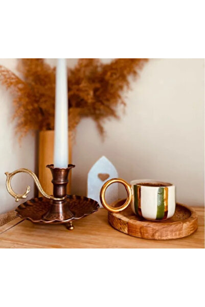 Zinnun Bakır eskitme desen 2 Li Mumluk