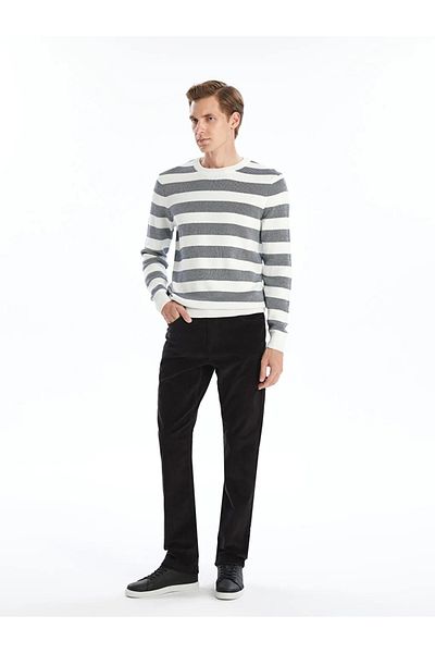LC Waikiki Μαύρο ανδρικό παντελόνι Chino Standard Fit Velvet