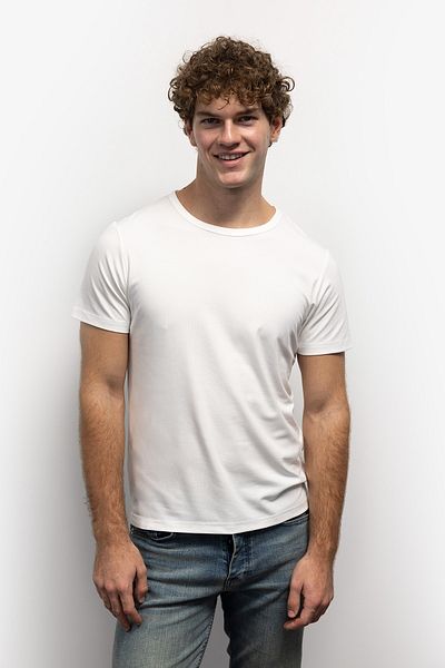 GIESTO Λευκό Basic Slim Fit T-Shirt