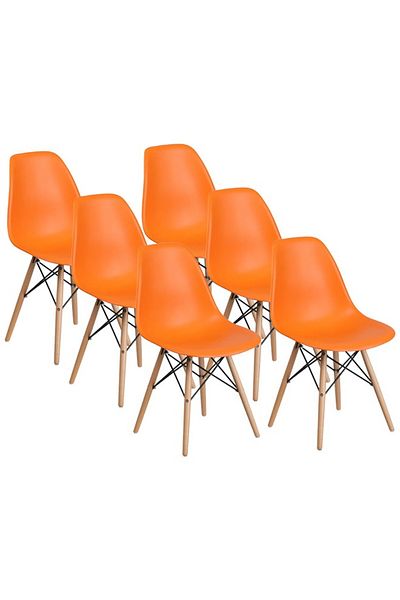 Taimi 6-Pieces Set Plastic Chairs Orange 70x40x40 cm Each
