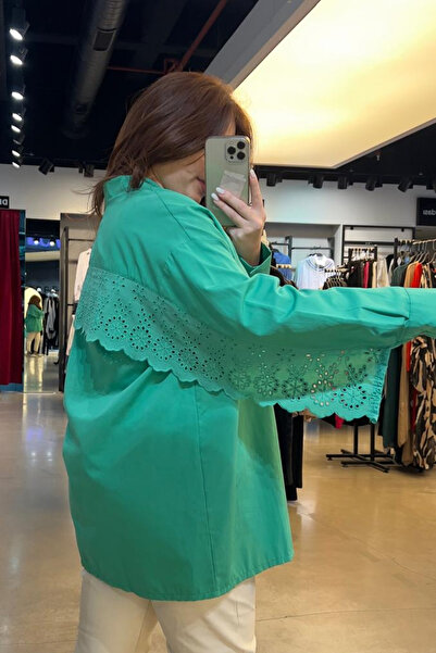 Qaju Γυναικείο πουκάμισο Oversize με λεπτομέρεια από χτένι στην πλάτη