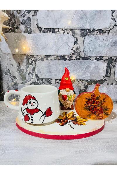 Empressco Çok Renkli Fincan Seti ve Noel Baba Heykel Dekorasyon Objesi