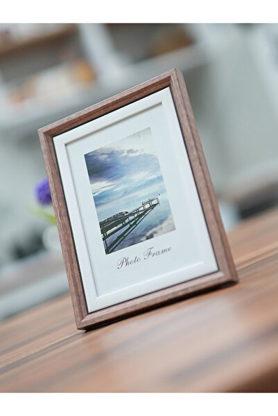 BSP إطار صورة خشبي بلون بني مقاس 10×15 سم (مع زجاج)