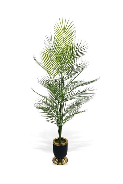 Nettenevime Τεχνητό δέντρο Areka Tree Hall Plant Μαύρο Χρυσό σε Μεταλλικό Βάζο 130 cm 12 Φύλλα