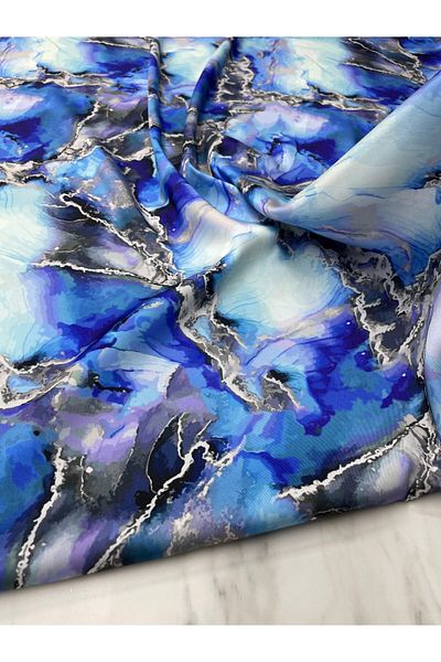 ipekkumaş Blue Marble Pattern Dressing Shirt Holder Tivil Satin Fabric Our Product Is Sold in Pieces 1 Piece 1 Meter