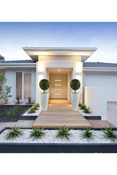 Nettenevime Yapay Ağaç Beyaz Uzun Kumsal Vazoda Şimşir Top Tek Toplu 105cm