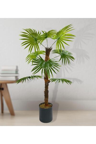 Nettenevime Yapay Ağaç Yelpaze Palmiye 8 Yaprak 85*55cm Siyah Aleminyum Saksı