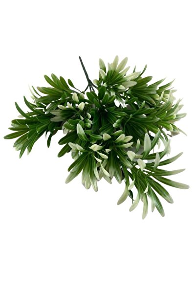 Nettenevime Yapay Çiçek Yeşil Beyaz Renk Podocarpus Demeti 7dal 48 Çiçek Garnitür Aradal Dekoratif Yapay Bitki