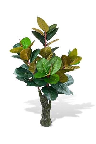 Nettenevime Yapay Ağaç Kauçuk Ağacı Ficus Elastica Salon Çiçeği 150*90 Doğal Gövdeli 61 Yaprak