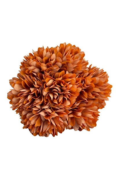 Nettenevime Yapay Çiçek Krizantem Kartopu Kahverengi 7 Ayrı Tek Dal Demet