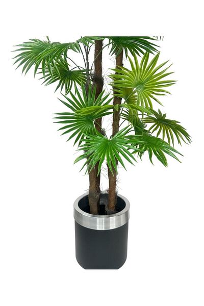 Nettenevime Τεχνητό δέντρο Φοίνικας 4 Επιπέδων Fanpalm 32 Φύλλα Ασημένια Θήκη σε Μαύρη Γλάστρα 170*65cm