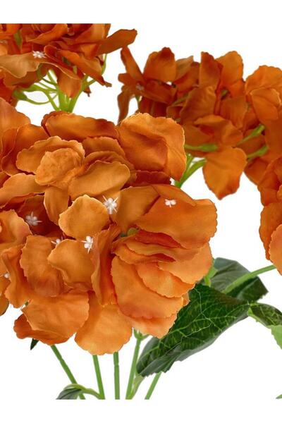 Nettenevime Yapay Çiçek Ortanca Çiçeği Demeti 43 Cm Turuncu