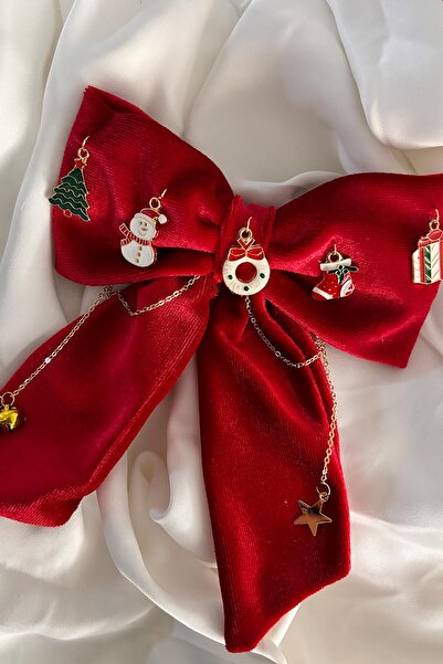 New Obsessions Christmas Figures Ornate Red Charm Velvet Automatic Gift Hair Clip