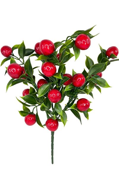 Nettenevime Set of 3 Artificial Cherry Bunch Artificial Flower 30*20cm with Green Leaves