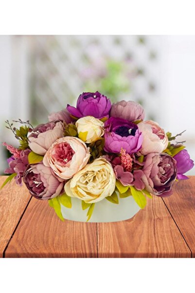 Nettenevime Yapay Çiçek Aranjmanı Gondol Vazoda Mor Pudra Pembe Tonlarında Ma...