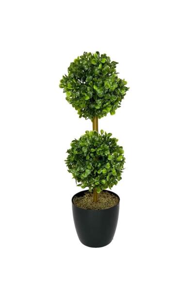 Nettenevime Yapay Ağaç Şimşir Top 2 Toplu 12x40cm Siyah Saksıda