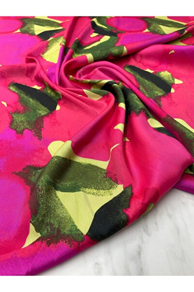 ipekkumaş قميص فوشيا بنمط مائي من قماش الساتان تيفيل يباع بالقطعة 1 قطعة 1 Me