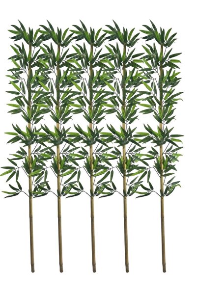 Nettenevime 5li Set Yapay Bambu Sopası 17 Yapraklı 160cm Yapay Çiçek Bambu Duvarı Separatör Çiçeği Yapay Çiçek