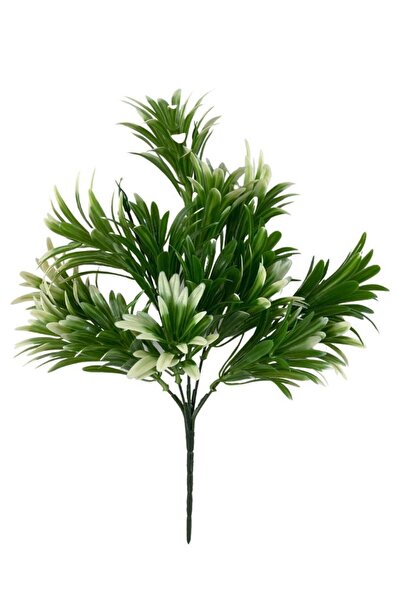 Nettenevime Yapay Çiçek Yeşil Beyaz Renk Podocarpus Demeti 7dal 48 Çiçek Garnitür Aradal Dekoratif Yapay Bitki