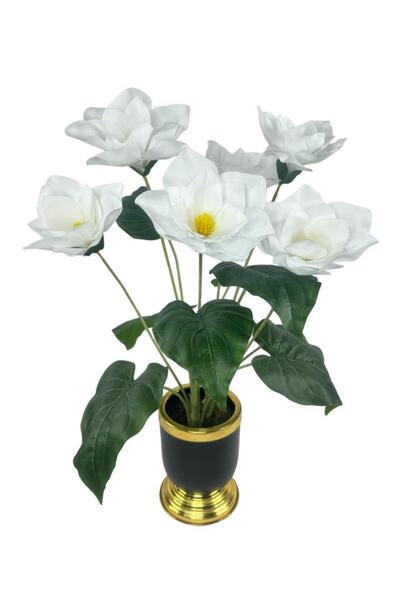 Nettenevime Artificial Flower Wet Magnolia Flower 6 Flowers 65cm Gold Black Darbuka Galvanize Living Room Flower in Vase