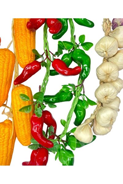Nettenevime Yapay Sebze Salkımı 6lı Set Süs Yapay Meyve Sebze Karışık Paket
