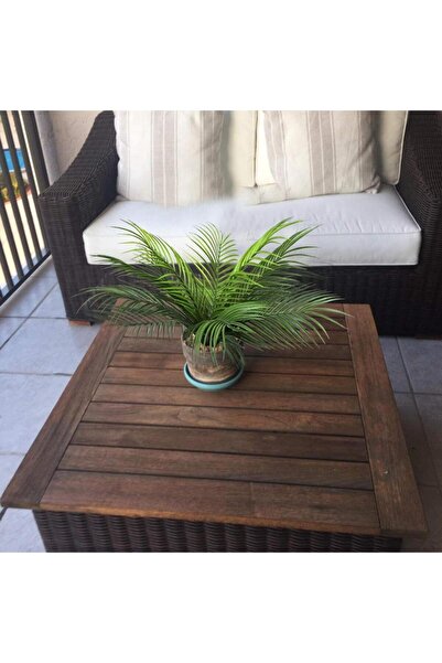 Nettenevime Yapay Çiçek Palmiye Metal Mat Siyah Saksılı Areka Yapay Bitki Salon Çiçeği 9 Yaprak